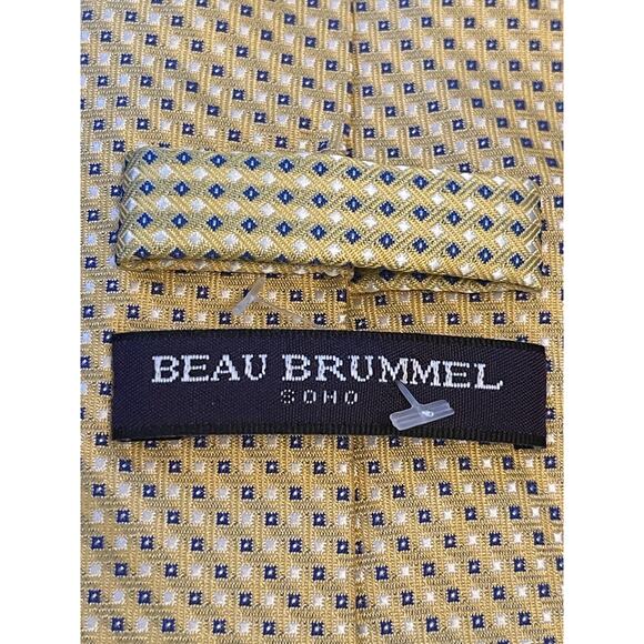 Beau Brummel Gold Blue Hand Made 100% Silk Men’s Neck Tie Made In China - Picture 8 of 9